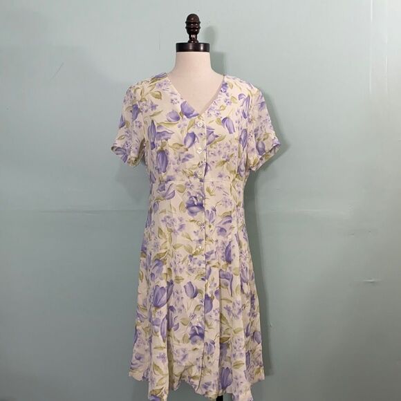 Vintage Floral Button Front Tea Time Dress - Picture 1 of 4